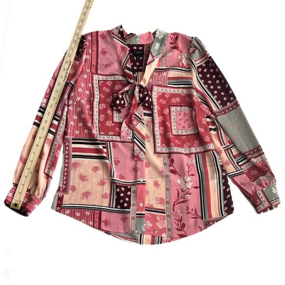 Talbots Patchwork Print Button Down Pink Cotton Long Sleeve Women’s Sz MP - Picture 6 of 6